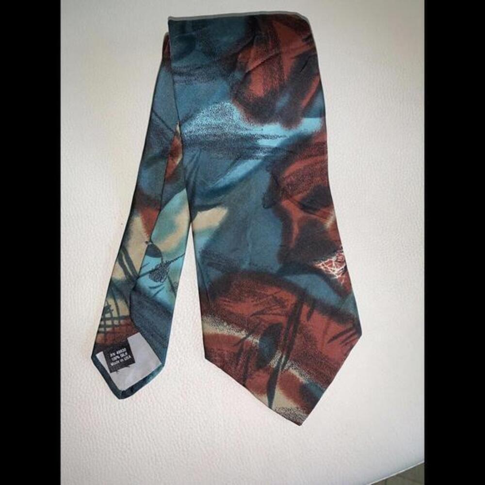 Vintage Geometric Barry Manufacturing Silk Neck Tie